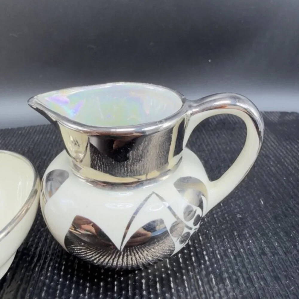 Lancaster Sandland Ware Small Cream Sugar Set China Hanley England Silver Luster